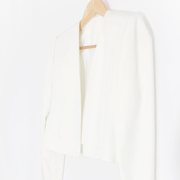 Vintage Minimalist White Cropped Open Front Blazer / size Small-Medium - Picture 8 of 8